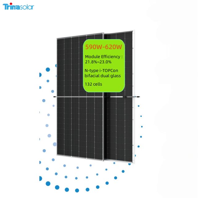 High Efficiency N-Type Bifacial Dual Glass 590W to 620W PV Modules Topcon Solar Panels for Home & Commercial Industry Use