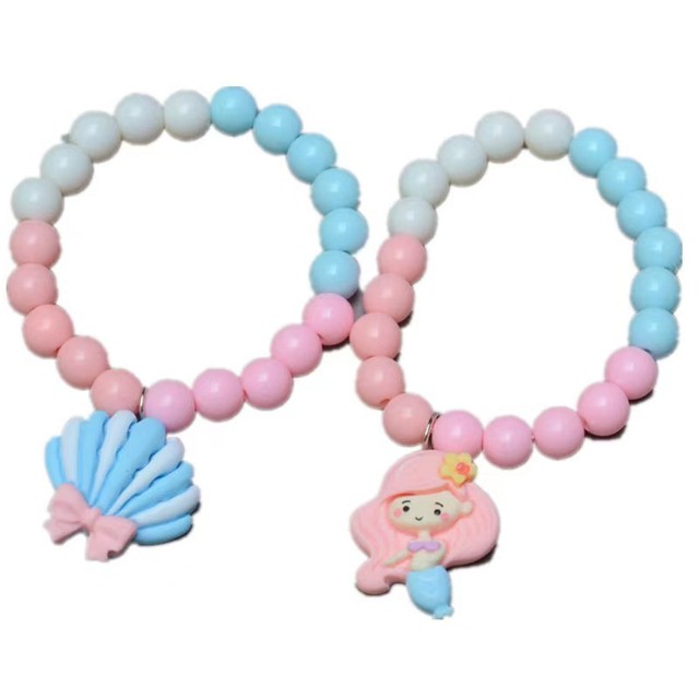 Cartoon Children's Bracelet Candy Color Wearing Bead Hand String Resin Ocean Series Mermaid Pendant Bracelet
