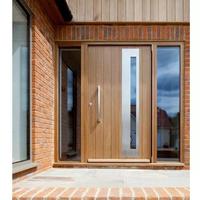 Porte pivotante d'entrée principale en bois massif de teck de grande taille pour villa de style américain moderne