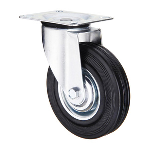 Schwarzer Gummi verzinkt in voller Größe Öl feste Rad rolle Rollen drehbar Starre Verriegelung bremse Müllwagen Wagen rollen - Product Image 3
