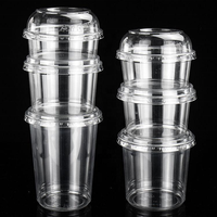 Bols en plastique jetables avec logo personnalisé, 8oz, 12oz, 14oz, 16oz, 24oz, 32oz, transparents, qualité alimentaire PET, pour crème glacée, desserts, salades, avec couvercle
