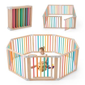 Parque <span class=keywords><strong>infantil</strong></span> de <span class=keywords><strong>madera</strong></span> de varios colores con forma plegable y tamaño, corralito para niños, puerta plegable para bebés, Corralitos de <span class=keywords><strong>madera</strong></span> para niños - Product Image 1
