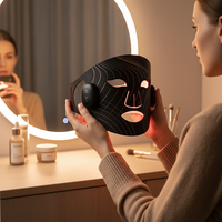 Masque facial LED infrarouge en silicone de qualité alimentaire pour la beauté du visage, thérapie par la lumière rouge, à tenir à la main, pour usage domestique, avec soin des yeux et des lèvres