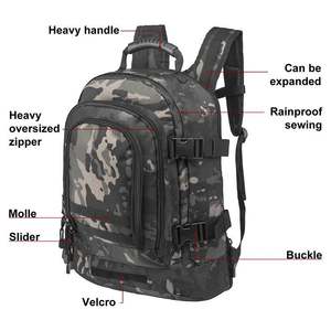 Mochila de asalto táctico de nailon al por mayor, gran capacidad, logotipo personalizado, BSCI, muestra gratuita, cierre de cremallera, forro de poliéster, venta al por mayor - Product Image 3