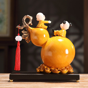 Ornement en résine époxy chinoise en forme de gourde, artistique et créatif, cadeau de pendaison de crémaillère pour salon, bureau, entrée, cave à vin, bureau - Product Image 4