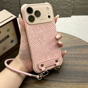 Croc Embossed Phone Case with Lanyard, Anti-Scratch Full Camera Lens <b>Protector</b>, Shockproof Corner <b>Cover</b> for iPhone - Product Image 2