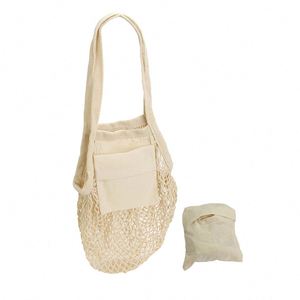 Sac de courses en filet de coton réutilisable avec logo personnalisé, idéal pour fruits, légumes et produits frais, avec longue poignée – Meilleure vente - Product Image 3