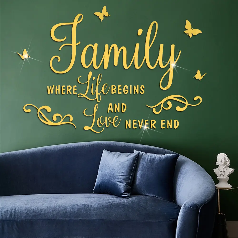 lvfan JM685 English letter Family combination Acrylic mirror sticker three-dimensional self-adhesive DIY wall s