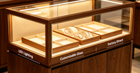 Vitrine Moderne Écologique en Bois et Métal pour Montres et Bijoux avec Éclairage LED, Robuste, Personnalisable, Facile à Nettoyer