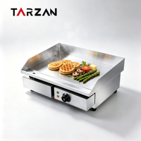 Gril électrique professionnel TARZAN à plaques côtelées pour comptoir, idéal pour la restauration rapide, les snacks, les restaurants et la cuisson de steaks