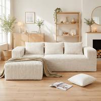 Canapé modulaire en L moderne en tissu velours côtelé, lavable, compressé sous vide, emballé en rouleau, pour salon, hôtel, villa - Vente en gros