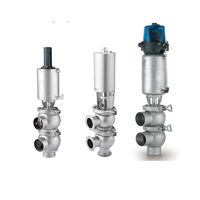 Válvula de inversión sanitaria Asiento de desvío neumático de acero inoxidable Válvula de inversión sanitaria