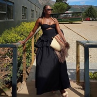 OUDINA Vente en gros Nouvelle robe maxi plissée élégante de couleur unie, robe longue décontractée, grande taille, robes pour femmes