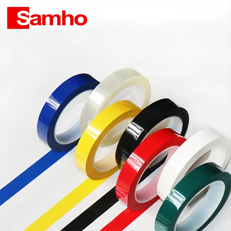 Samho özel uzunluk genişliği renk Mylar konumlandırma bandı elektronik yazılabilir 44MM * 100M PET malzeme Metal plastik için Mylar bant