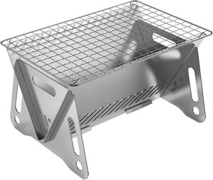 Parrilla Portátil de Carbón de Acero Inoxidable, Estufa de Barbacoa Cromada con Dispositivo de Seguridad contra Llamas, Fácil de Montar, para Interiores/Exteriores - Product Image 2