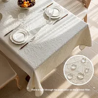 Nappe de table rectangulaire vintage en polyester à motif floral imperméable et anti-taches pour six personnes