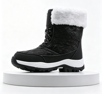 Bottes de neige imperméables pour femme, pour la saison froide, avec lacets, doublure en fourrure moelleuse, col en cuir verni souple, confortables et durables
