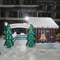 Casa Inflable con Temática Navideña, Cueva de Santa Claus, Cabaña de Jengibre, Área de Juegos Inflable para Niños, Alquiler para Fiestas de Navidad