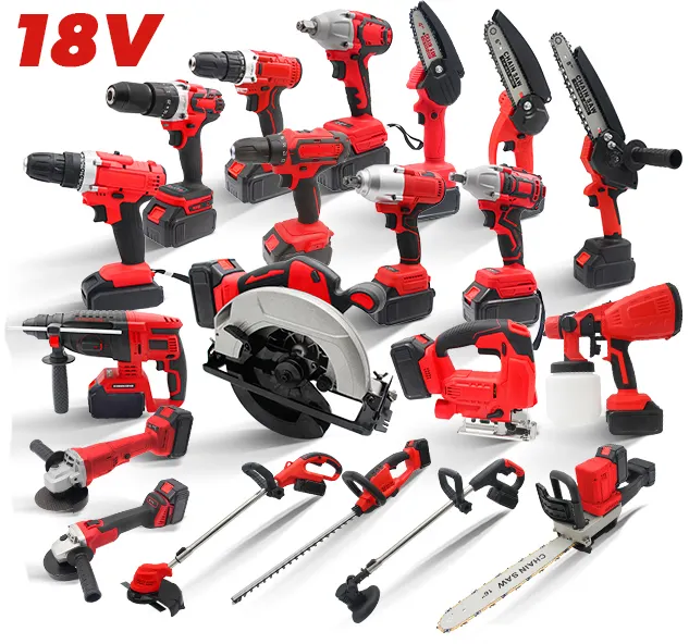 18v lithium impact Combo 15 tool Kit & Power screwdriver Tools 20v Cordless hammer rechargeable wireless Drill machine set