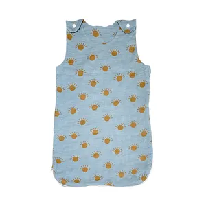 定制多设计新生儿包裹襁褓婴儿睡袋拉链100% 棉绉纱可爱婴儿睡袋