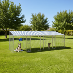 Cage pour chien 314,96 x 78,74 x 101,57 pouces en fil d'acier galvanisé, toit en acier, abri extérieur pour animaux de compagnie, grande race, design moderne - Product Image 2