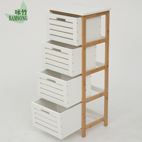 Commode moderne à 4 tiroirs en bambou, un élégant meuble de rangement pour la chambre à coucher et l'organisation du salon, en bois massif