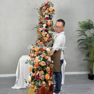 DKB fábrica personalizada al por mayor barato nueva decoración de flores artificiales de naranja artificial corredor de flores para la decoración de la boda - Product Image 5