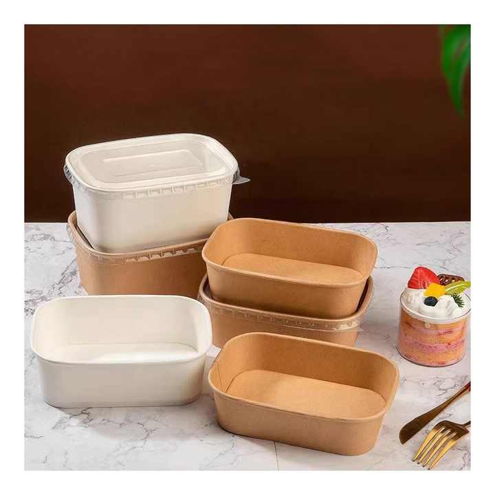 500ml 650ml 16oz 32oz Biodegradable Kraft Food Packing Box Square Salad ...