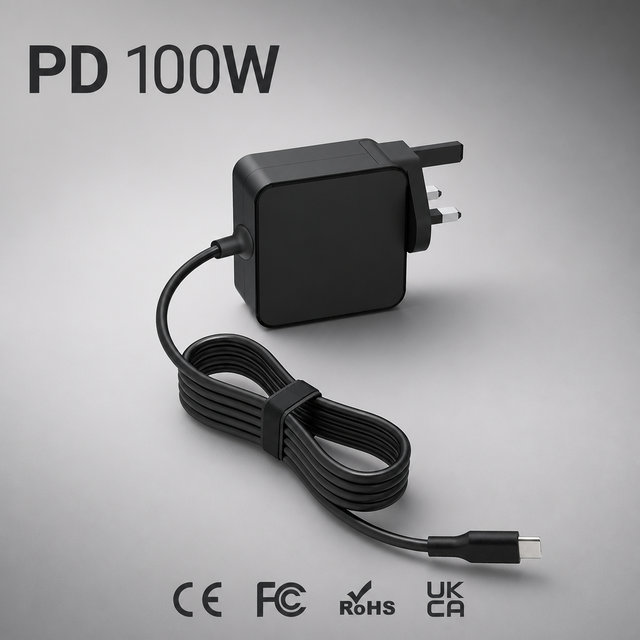 GaN Charger USB-C 100W Charger Laptop Charger & AC Adapter with USB-C Port DC Connector Tips & Travel Plugs for EU AU US UK EU