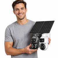 Kamera Keamanan Tenaga Surya CMOS 6MP Lensa Ganda Pan-Tilt 5-50mm Lensa 25X Zoom Deteksi Gerakan AI Alarm IP66 Tahan Air 220 Lebar