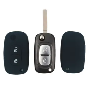 Silicone Flip Car Key Case for Renault Modus Clio Megane Kangoo for Lada 2 Buttons Auto Folding Remote Key Cover