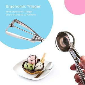 Juego de 3 uds de cuchara para helado de acero inoxidable, respetuoso con el medio ambiente, molde para galletas de Metal y aluminio para hornear helados - Product Image 5