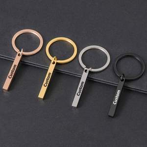 New Listing Cubic Column Design Stainless Steel Blank <b>Custom</b> <b>Keychains</b> for Gift - Product Image 1