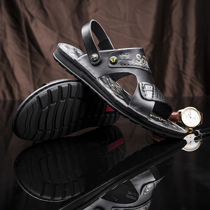 Sandalias Planas de Cuero HappyChina, Sandalias de Cuero Negras para Exteriores, Antideslizantes, Deportivas, para Senderismo, para Hombre - Product Image 5