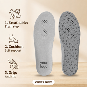 Semelles intérieures en EVA à haute absorption des chocs Bounce Tech, base texturée en galets pour une adhérence optimale, coussinets orthopédiques personnalisables avec logo pour la course et le sport - Product Image 2