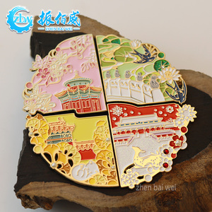 Ciudad Prohibida Four Seasons Splicing 3D Esmalte suave Pegatinas magnéticas para refrigerador Pegatinas de refrigerador de metal personalizadas - Product Image 3