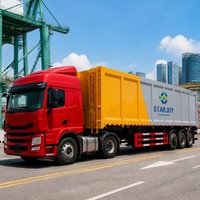 Semirremolque de transferencia de basura STARJOY de 47 cbm y 3 ejes |   Vehículo de Transporte de Residuos de 30 Toneladas para Estaciones de Residuos y Vertederos