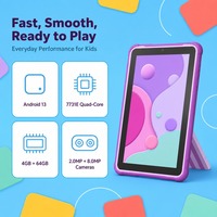 Tablette éducative PRITOM K10 10,1 pouces Quad Core 64 Go ROM Android 13 avec étui en caoutchouc, grande capacité de batterie, tablette PC pour enfants M10