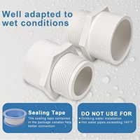 Raccord universel en PVC, adaptateur mâle, raccord de tuyauterie - Douille x filetage mâle, couplage PVC, connecteur de tuyauterie pour plomberie et conduite d'eau