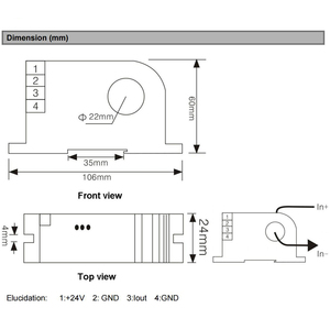 AC hiện tại Transmitter qndb7 AC 1A 5A 10A 20A 50A 100A 200A 300A 4-20mA CT hiện tại biến áp cảm biến hiện tại 420mA - Product Image 4