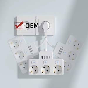 OFF-THE-SHELF OEM 3 EU Outlets Power Strip with Individual Switch 3 <b>USB</b>-A and 1 Type-<b>C</b> Ports Socket 5cm Power Cord EU <b>Plug</b> - Product Image 1