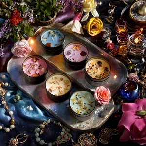 Yilan nero barattolo di latta di <span class=keywords><strong>soia</strong></span> cera di san valentino con candela profumata a fiori per casa e camera da letto fragranza di cristallo energetico aromaterapia - Product Image 1