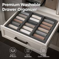 Organizador de cajones para ropa interior lavable al por mayor con tablero de PP incorporado, caja de almacenamiento de calcetines de tela de 12.6 pulgadas, contenedor plegable para dividir el armario