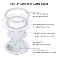 Plafonnier LED en verre SMD moderne 6W 9W 12W 18W 30W, nouveau design encastré carré ou rond à 3 couleurs avec corps en aluminium