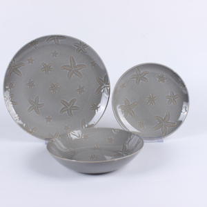 Juego <span class=keywords><strong>de</strong></span> Vajilla Estilo Costero con Estrellas <span class=keywords><strong>de</strong></span> Mar en Relieve - Platos, Tazones y Taza <span class=keywords><strong>de</strong></span> Café <span class=keywords><strong>de</strong></span> Gres Gris con Diseño Impreso - Product Image 5