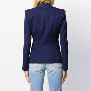 Top qualité blanc Blazer femmes mince élégant Blazers veste femmes ajustement Glod boutons Double boutonnage Blazer Femme - Product Image 6