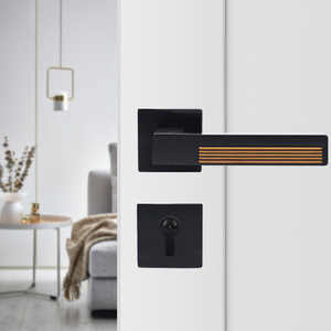Zinc Alloy Black <strong>Internal</strong> <strong>Door</strong> <strong>Handle</strong> <strong>Lock</strong> Set Square Knurled Mortise <strong>Door</strong> Lever Bedroom Bathroom Privacy <strong>Locks</strong> <strong>Handle</strong> <strong>With</strong> Keys - Product Image 5
