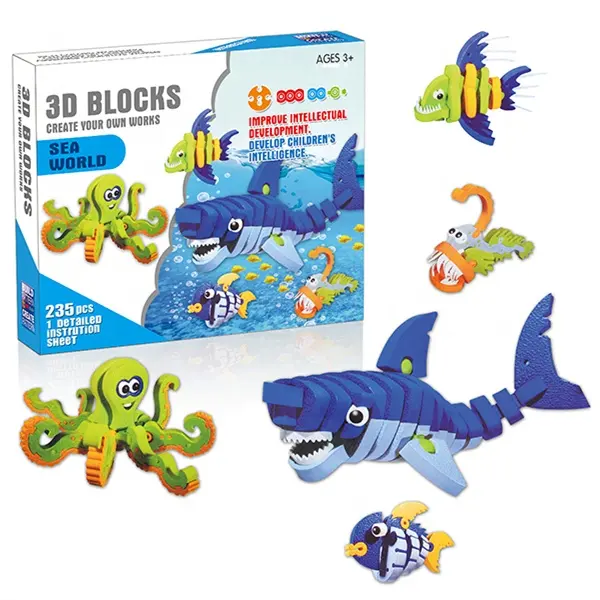 235PCS Sea World Fish 3D DIY EVA Foam Building Block For Kids