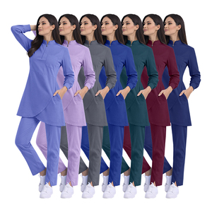 Professional Different Type of Muslim Medical Scrub Beauty Scrubs Set Women Long Sleeve <strong>Tunic</strong> with Matching <strong>Work</strong> Pants - Product Image 2