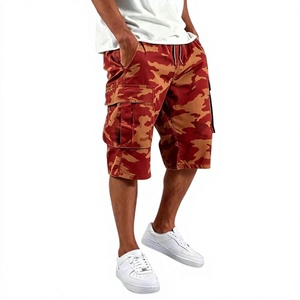 OEM Regular Men Cargo <b>Shorts</b> Pockets Summer Outdoor Travel Wear <b>Stretch</b> Mid Waist Camo Drawstring Wide Leg Canvas Fabric 220g - Product Image 1